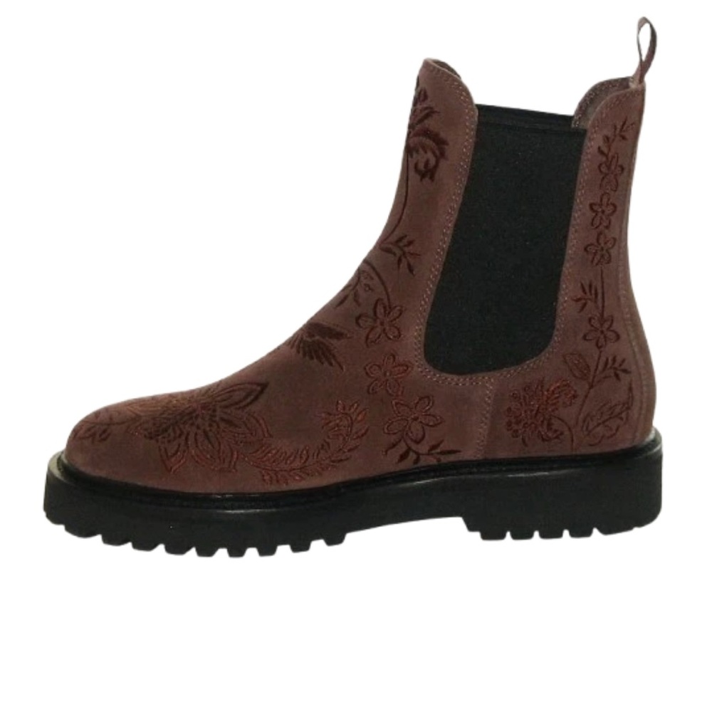 JOHNNY WAS SUEDE LEATHER BLUMA EMBROIDERED CHELSEA ANKLE BOOTS, SO STYLISH - Picture 3 of 14